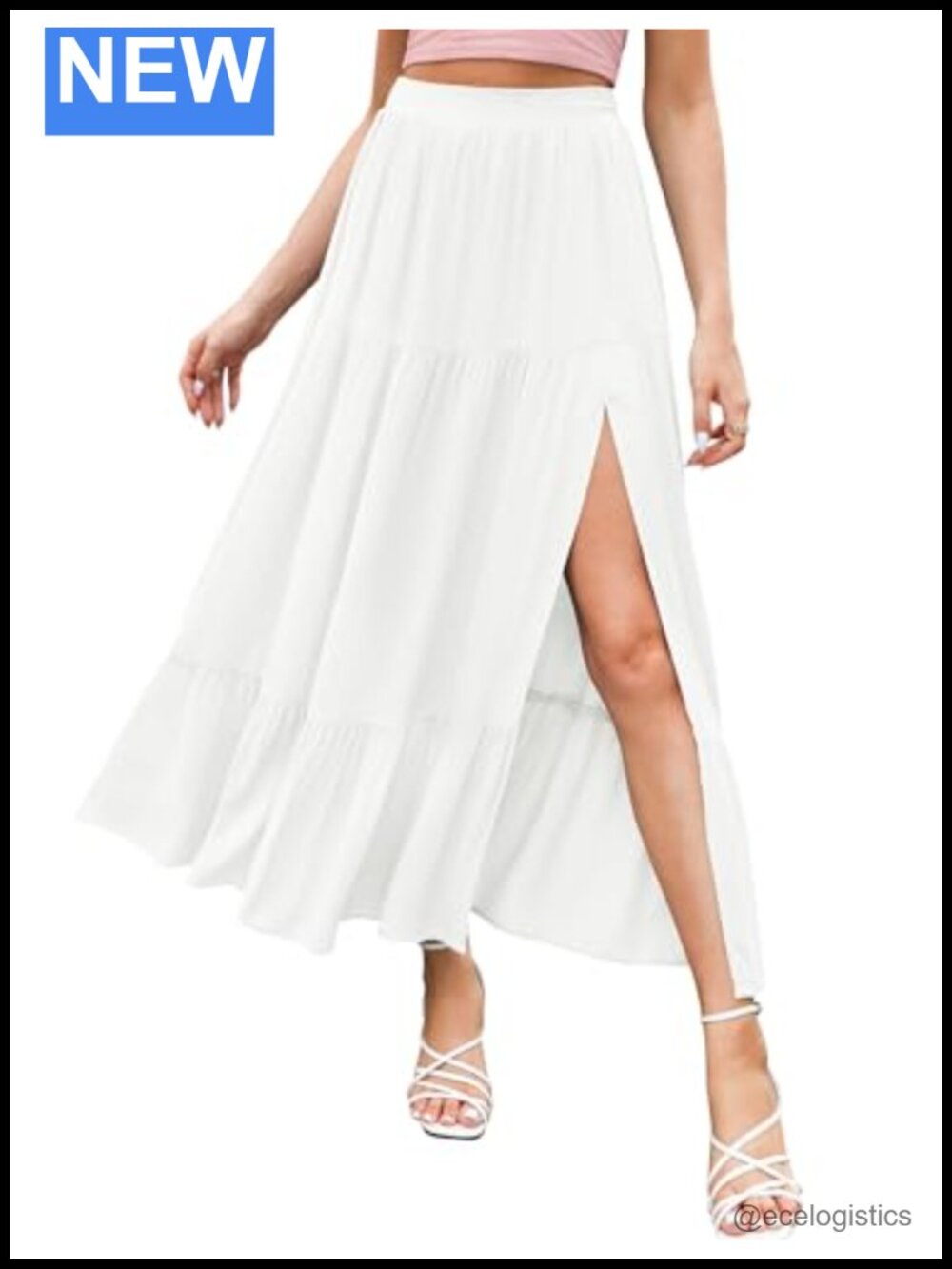 Flowy Boho Maxi Skirt with Slit and Pockets
